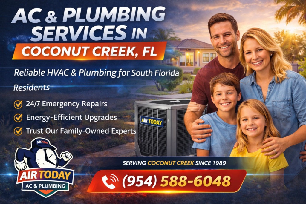 Family enjoying comfortable home with AC and plumbing services in Coconut Creek, Florida